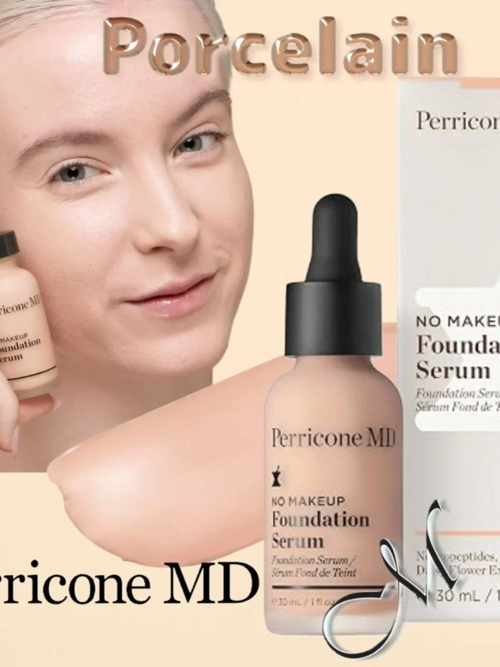 Perricone MD No Makeup Foundation Serum* ~ Porcelain (Light Beige) #4JI 30ml